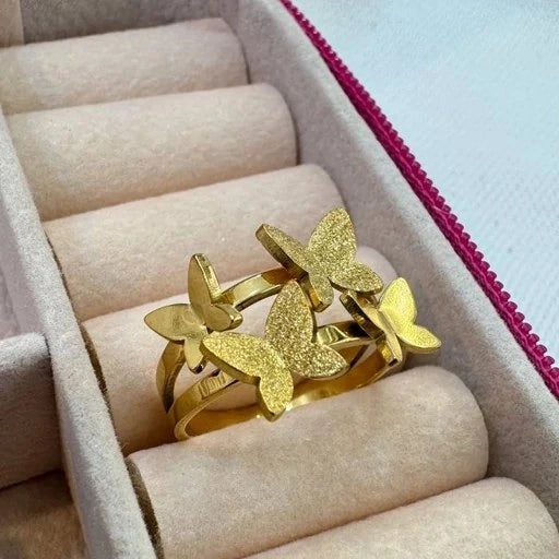 Golden Butterfly Stainless Steel Ring — Tarnish-Resistant (No Color Transfer)