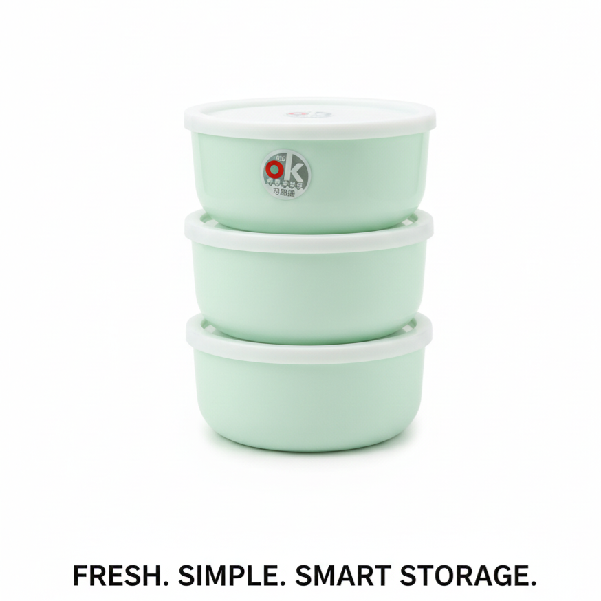 Plastic Food Storage Bowl Set with Lids – Pack of 3 Leak-Proof Containers