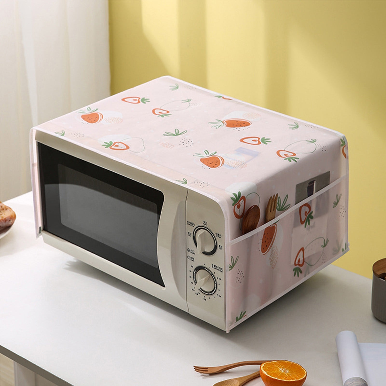 Lierya Microwave Oven Cover | Dustproof, Oilproof & Waterproof | With Side Storage Pockets