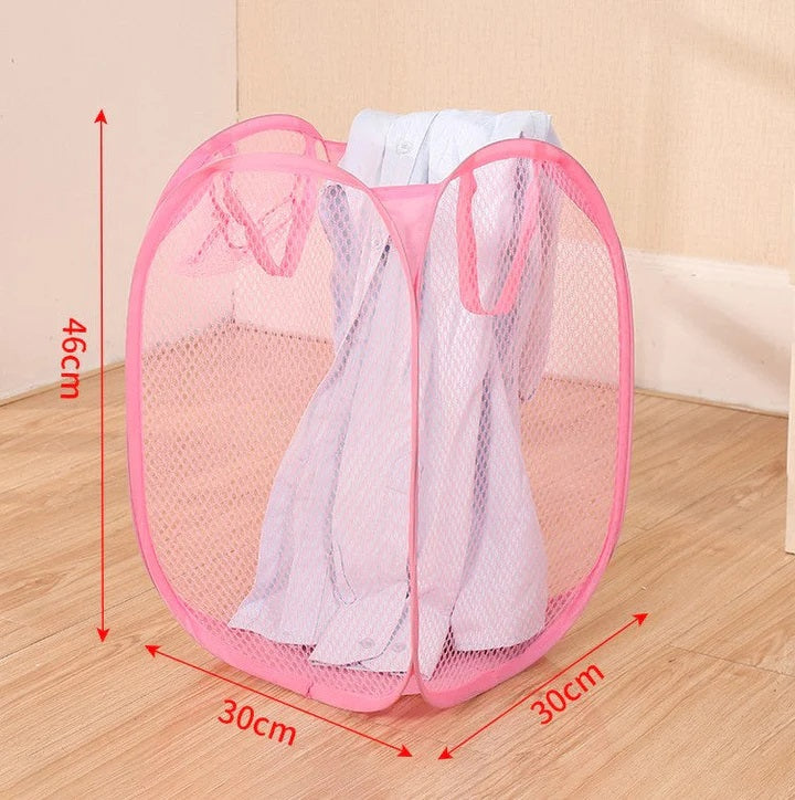 Foldable Mesh Laundry Basket – Pop-Up Breathable Clothes Hamper with Handles | Portable Storage Bin for Laundry, Toys & Home Organization