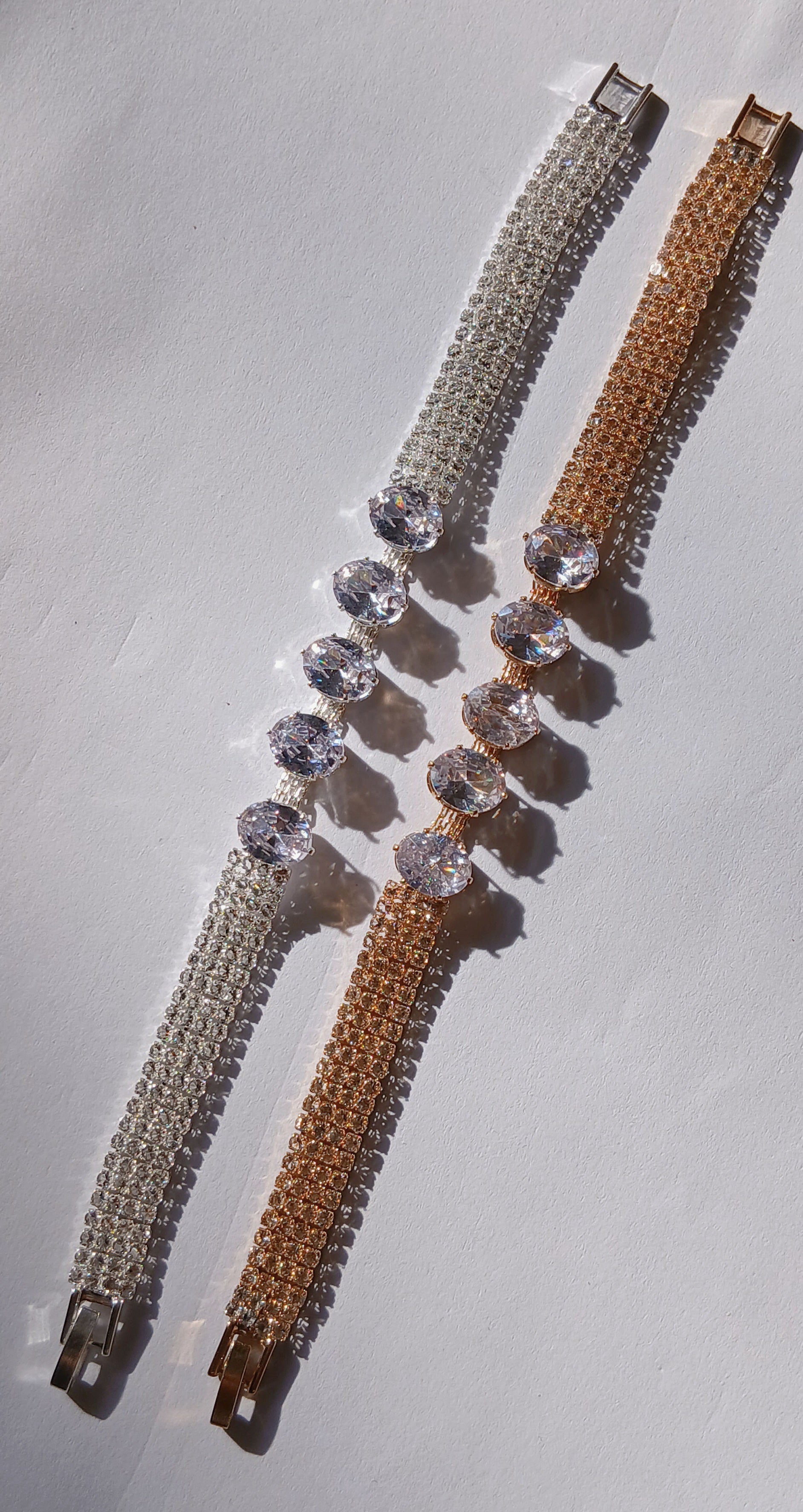 Crystal Statement Mesh Bracelet — Gold & Silver Options | Luxe Pavé & Round Stone Design