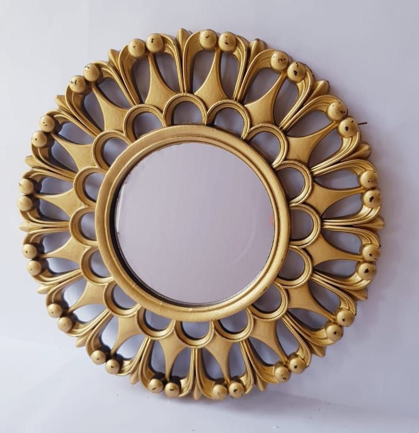 Gold Sunburst Decorative Wall Mirror – Round Vintage Home Décor Accent