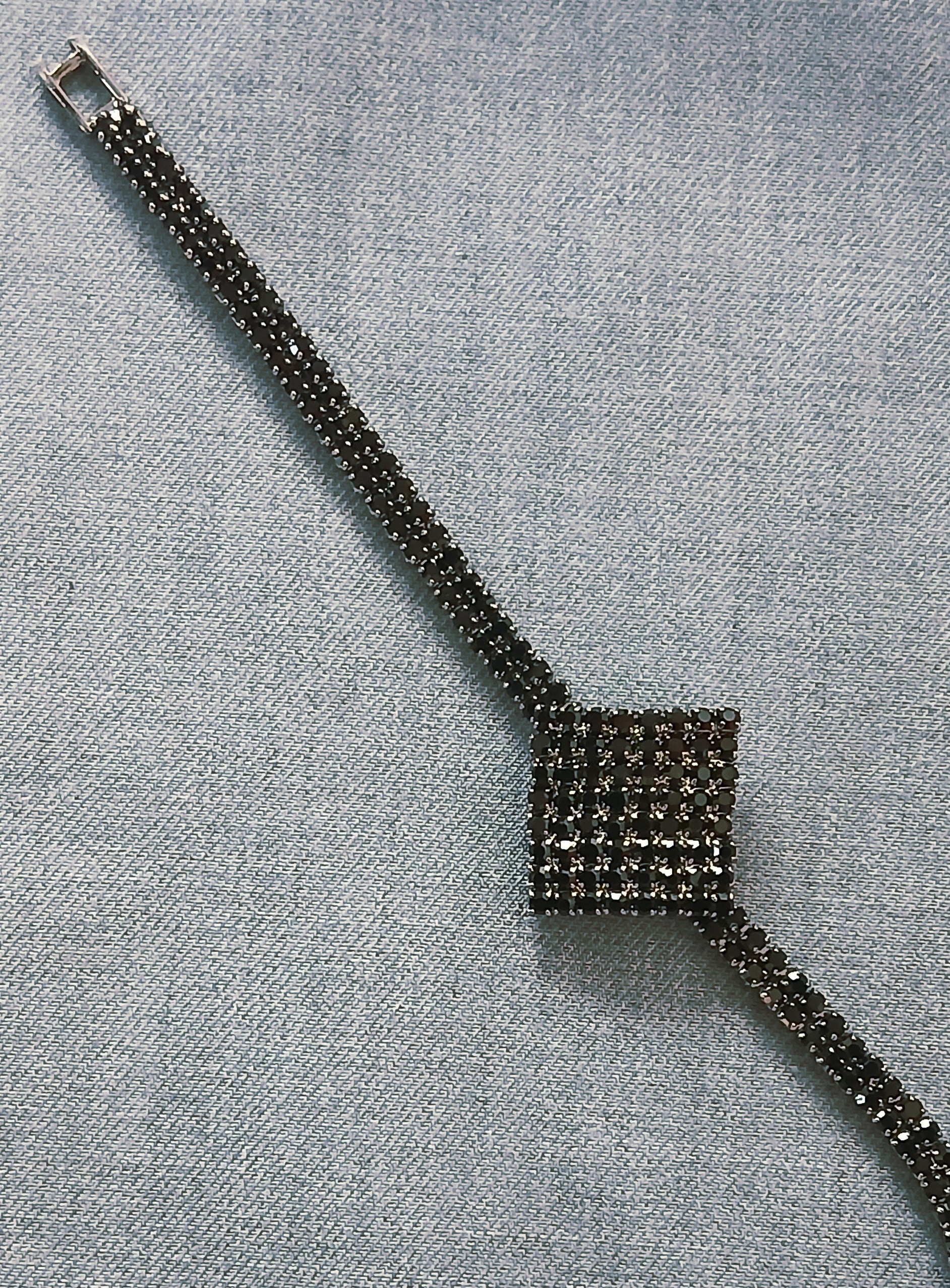 Sparkling Square Crystal Tennis Bracelet — 4 Elegant Finishes (Adjustable)