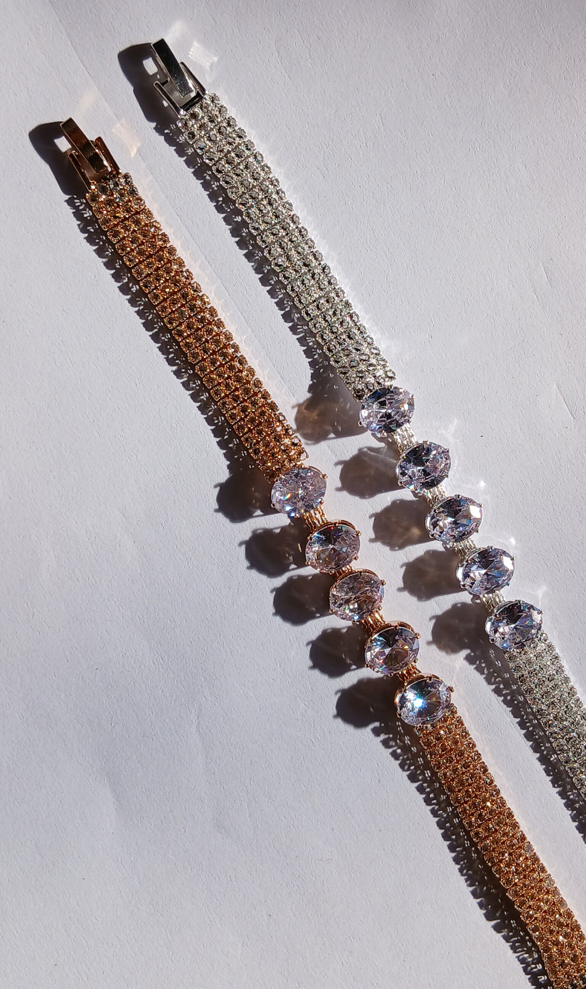 Crystal Statement Mesh Bracelet — Gold & Silver Options | Luxe Pavé & Round Stone Design