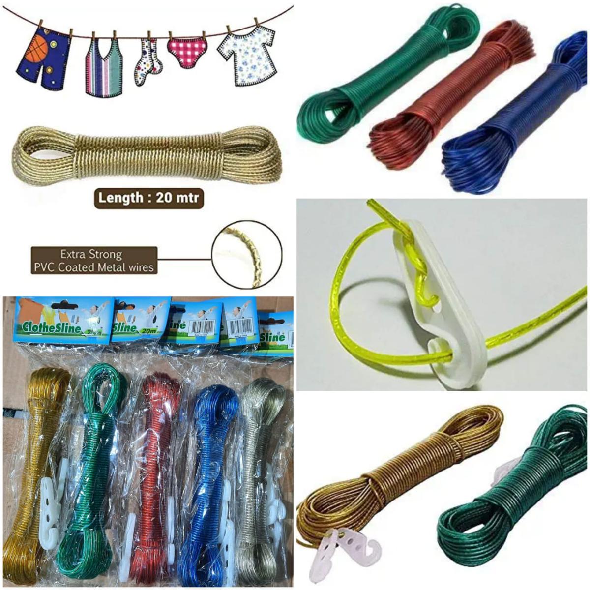 Heavy Duty PVC Coated Steel Wire Clothesline – 20 Meter Weather-Resistant Laundry Rope