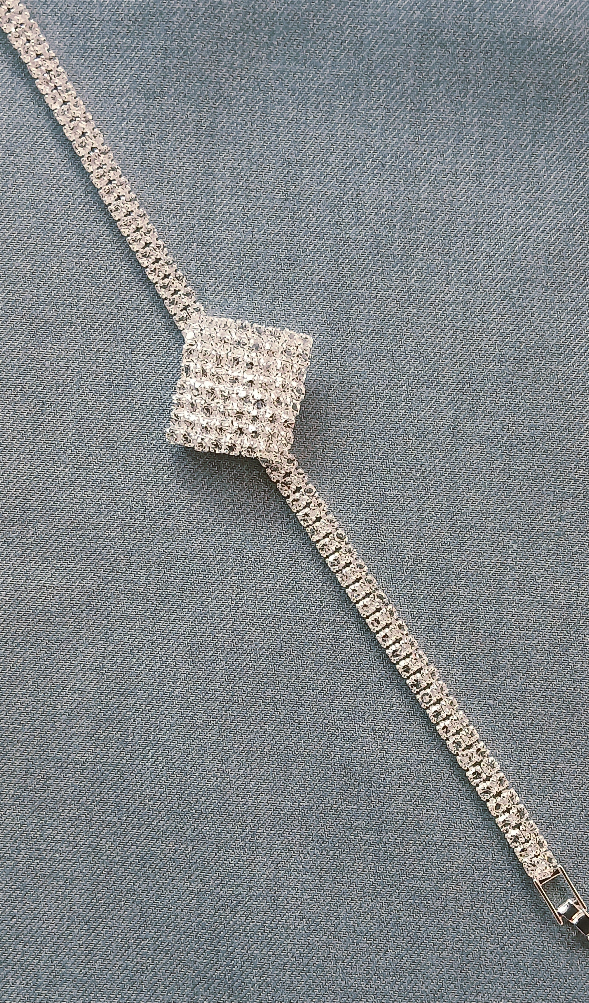 Sparkling Square Crystal Tennis Bracelet — 4 Elegant Finishes (Adjustable)
