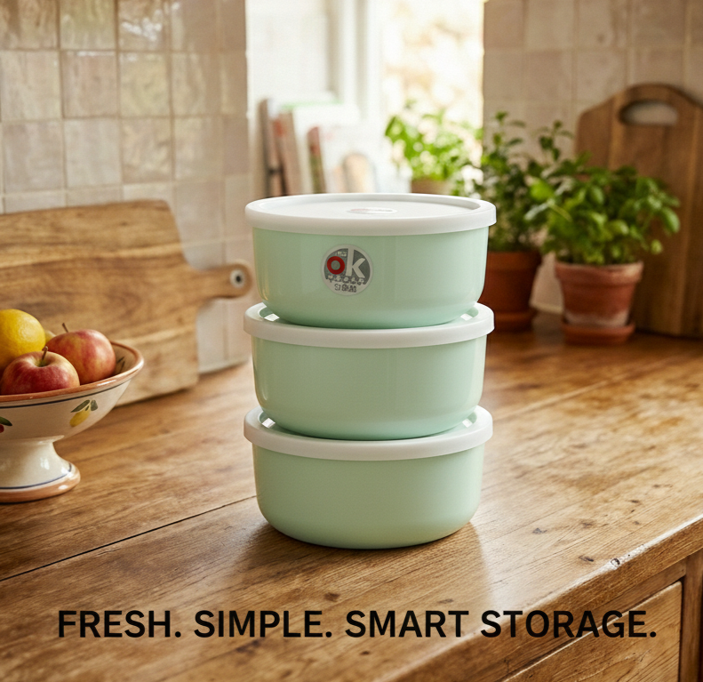 Plastic Food Storage Bowl Set with Lids – Pack of 3 Leak-Proof Containers