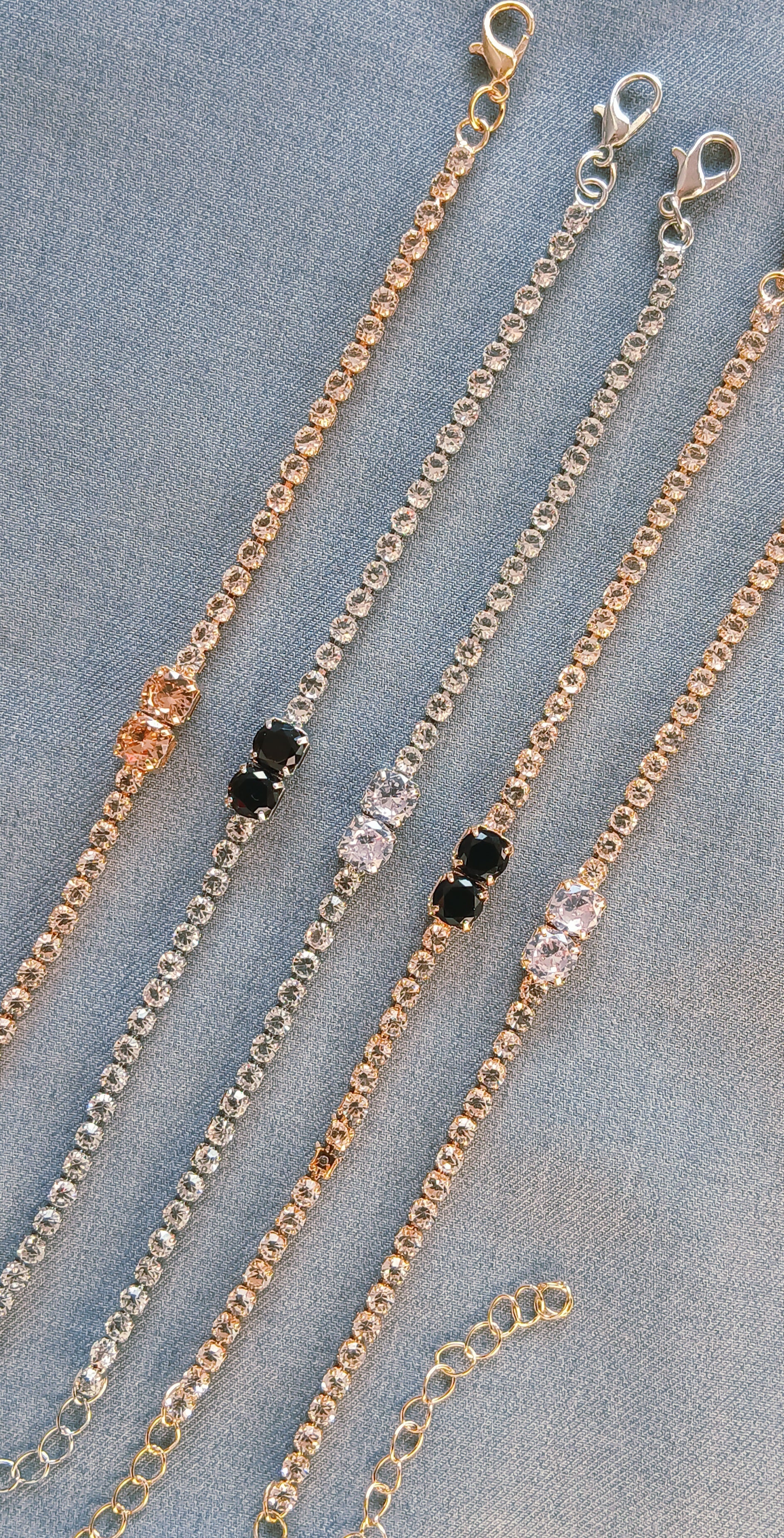 Luxury Crystal Rhinestone Chain Bracelet – Elegant Colors | Adjustable Fashion Jewelry for Women