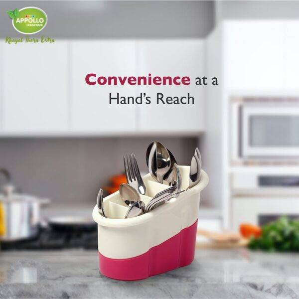 Appollo Tulip 4-Partition Multi-Purpose Cutlery & Stationery Holder | Food-Grade Plastic Organizer