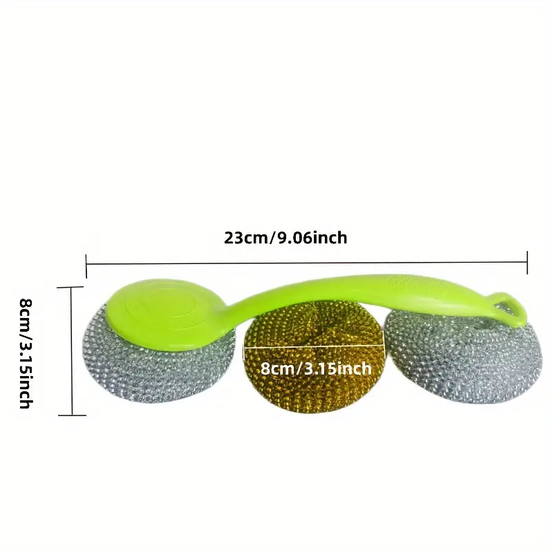 Stainless Steel Scourer with Handle – Heavy-Duty Scrubber for Pots, Pans & Grill Cleaning (23cm)