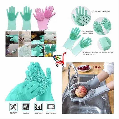 Reusable Silicone Dishwashing Gloves with Built-In Scrubbers | Heat-Resistant & Multi-Purpose Cleaning Gloves