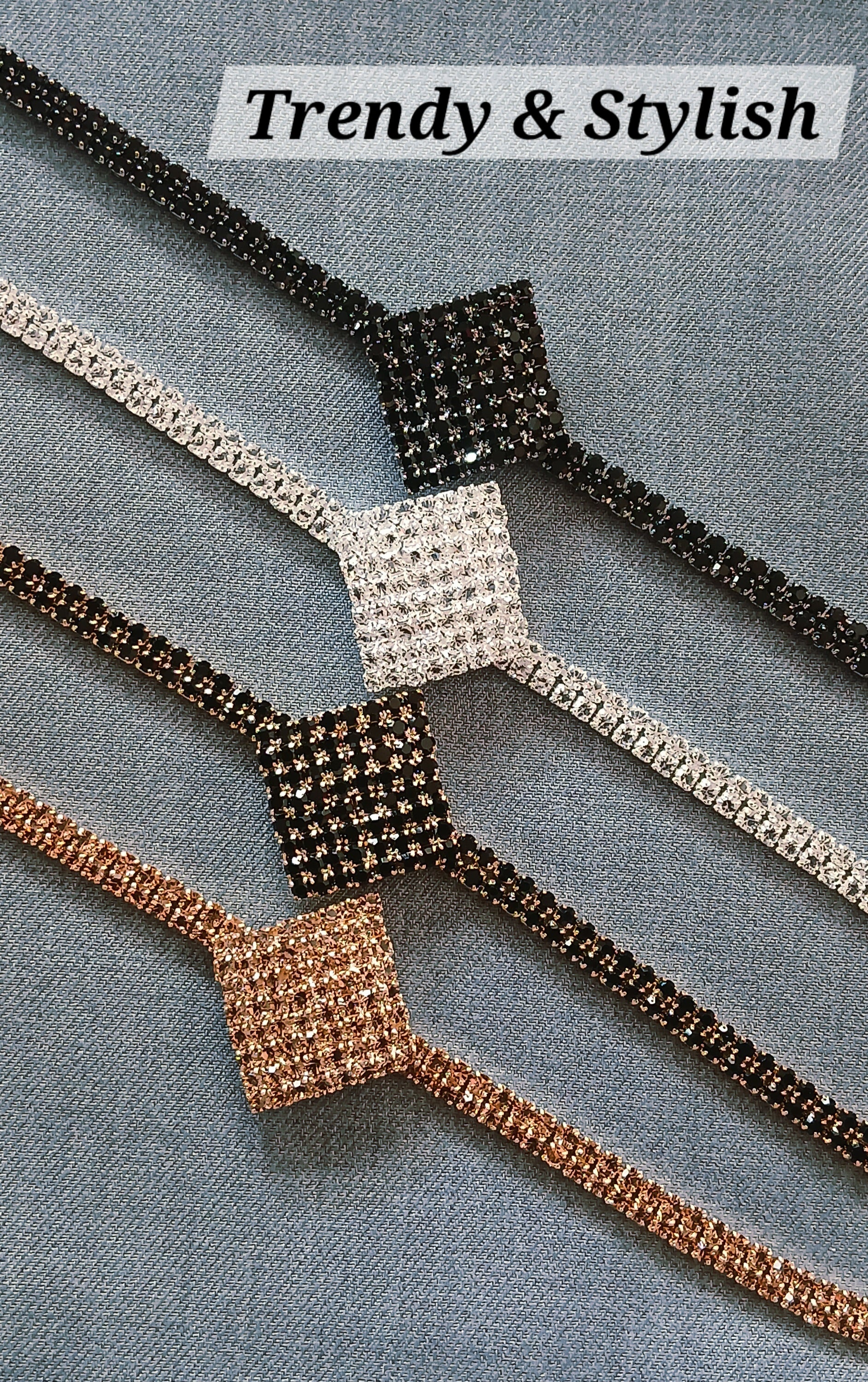 Sparkling Square Crystal Tennis Bracelet — 4 Elegant Finishes (Adjustable)