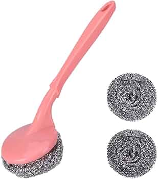Stainless Steel Scourer with Handle – Heavy-Duty Scrubber for Pots, Pans & Grill Cleaning (23cm)