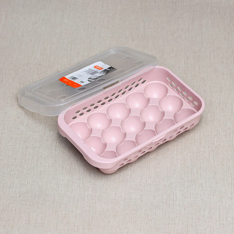 15-Grid Plastic Egg Storage Box with Clear Lid – Stackable BPA-Free Refrigerator Organizer