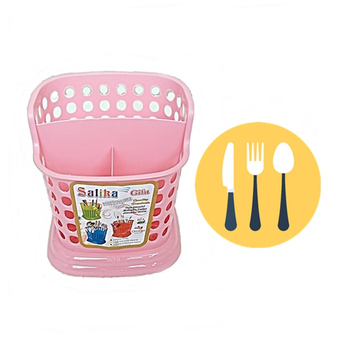 Multi-Compartment Plastic Cutlery Stand | Utensil Holder with Drainage & Ventilation