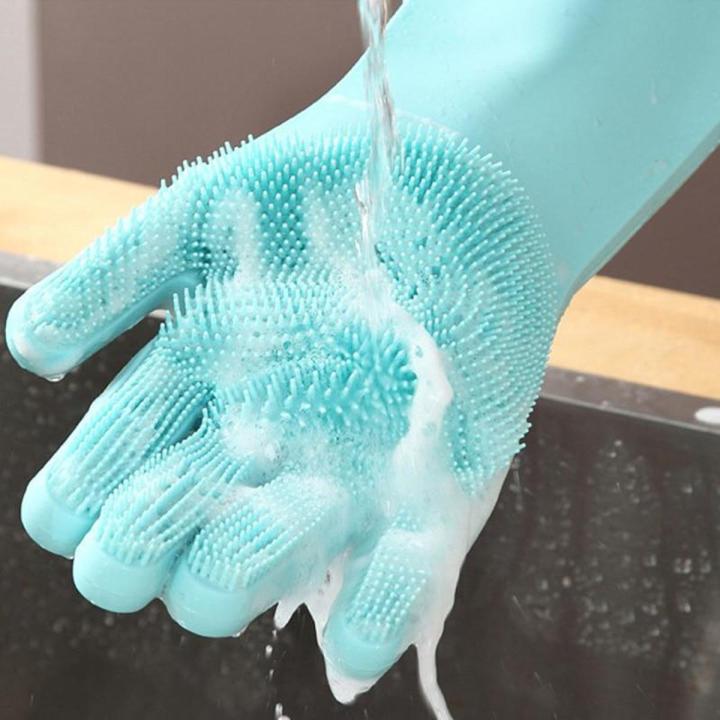 Reusable Silicone Dishwashing Gloves with Built-In Scrubbers | Heat-Resistant & Multi-Purpose Cleaning Gloves