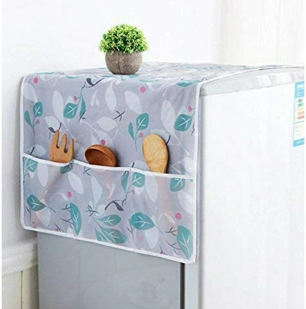 Waterproof & Washable Fridge Top Cover – 130×55 cm | Dustproof, Oil-Proof with Side Pockets