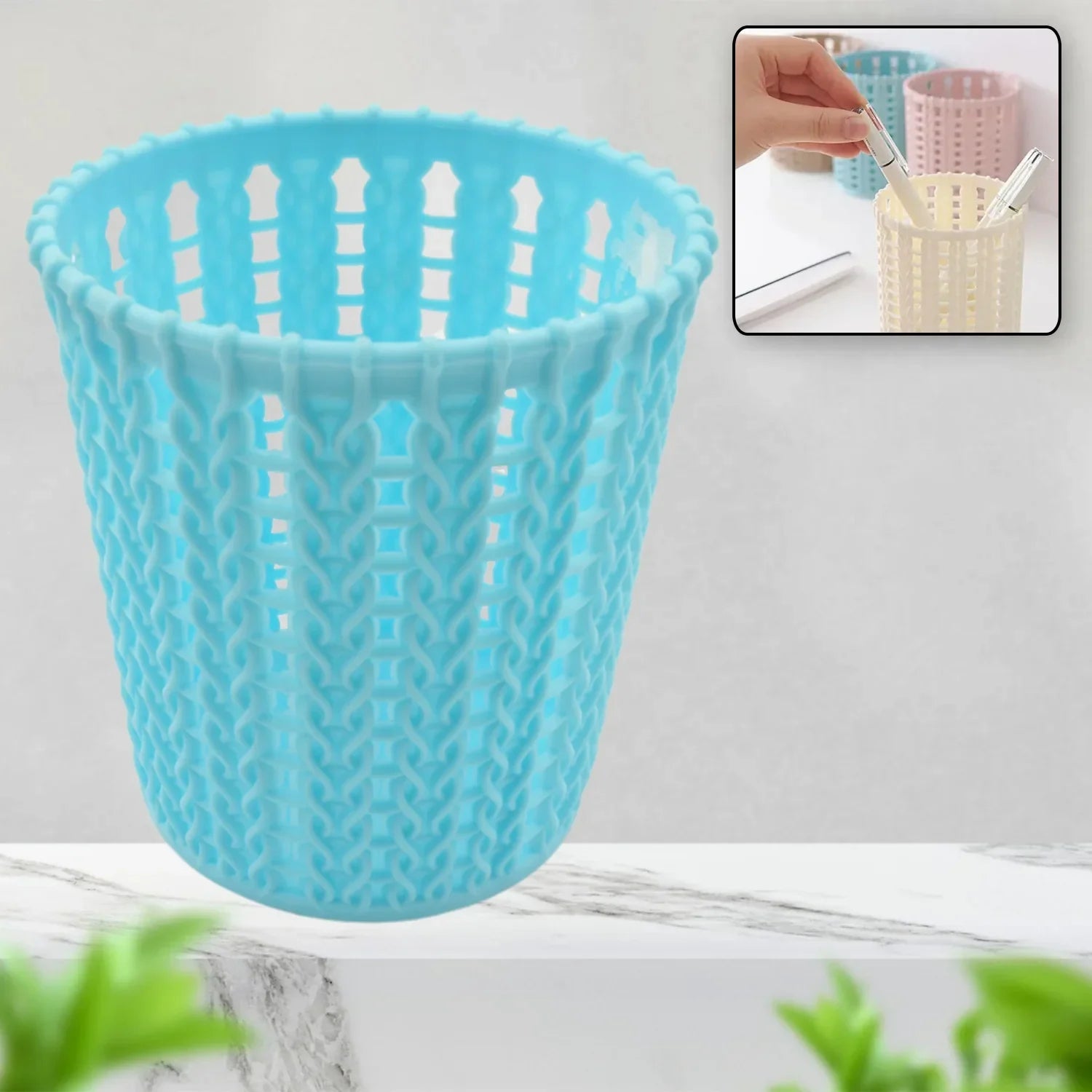 2pcs Clio Zircon S Plastic Storage Basket – Multipurpose Woven-Style Organizer