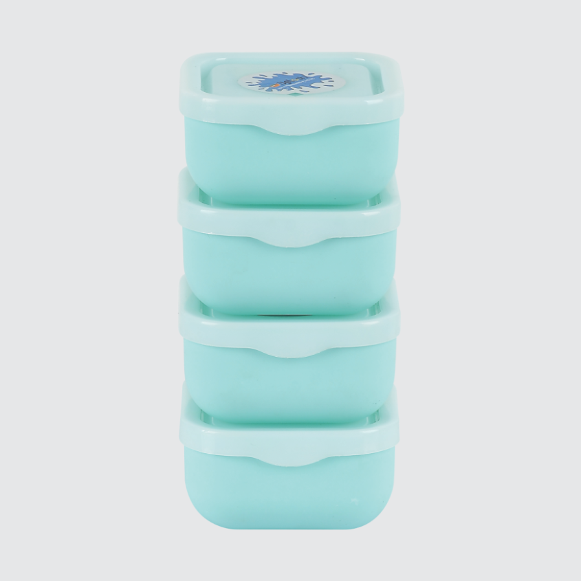 Splash Bowl 0/4 Square Set – 4 Mini Storage Bowls with Snap-On Lids (350ml Each)