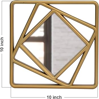 Art Street Golden – Square Decorative Wall Mirrors (10-Inch) | 1 piece