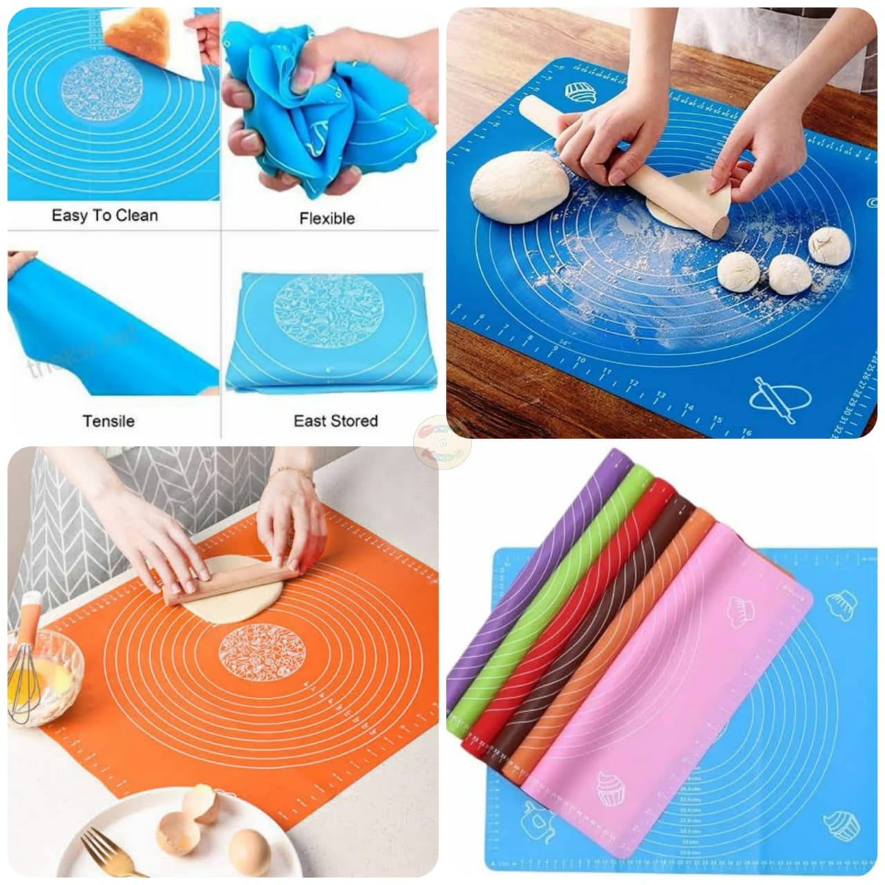 Non-Stick Silicone Pastry Mat with Measurements – Baking Dough Rolling Mat for Kitchen