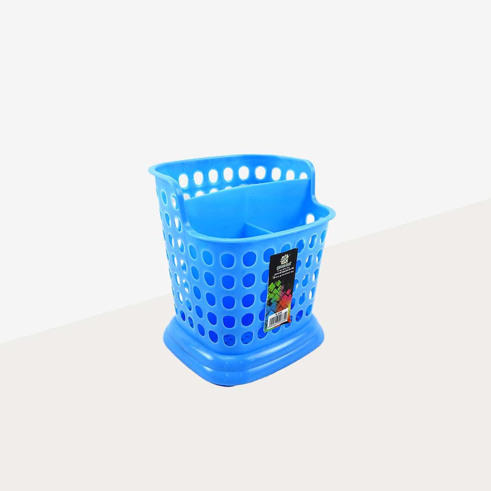 Multi-Compartment Plastic Cutlery Stand | Utensil Holder with Drainage & Ventilation