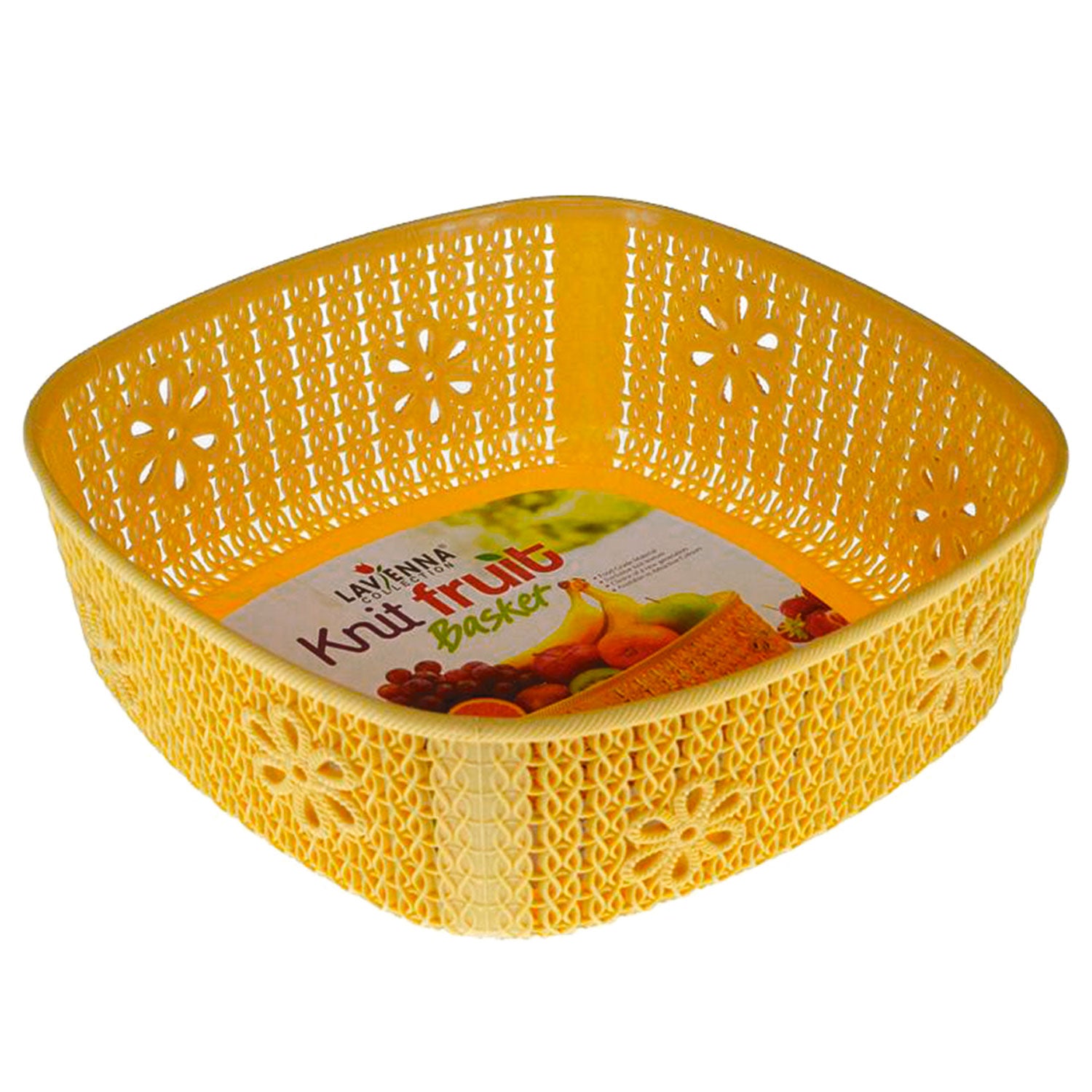 2pcs Small Lavenna Knit Fruit Basket – Durable Plastic Storage Basket for Fruits & Vegetables