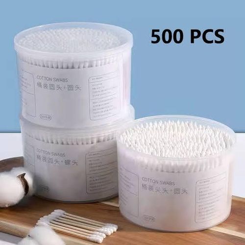 500 Count Cotton Swabs – Double-Tipped Wooden Stick Ear & Beauty Swabs