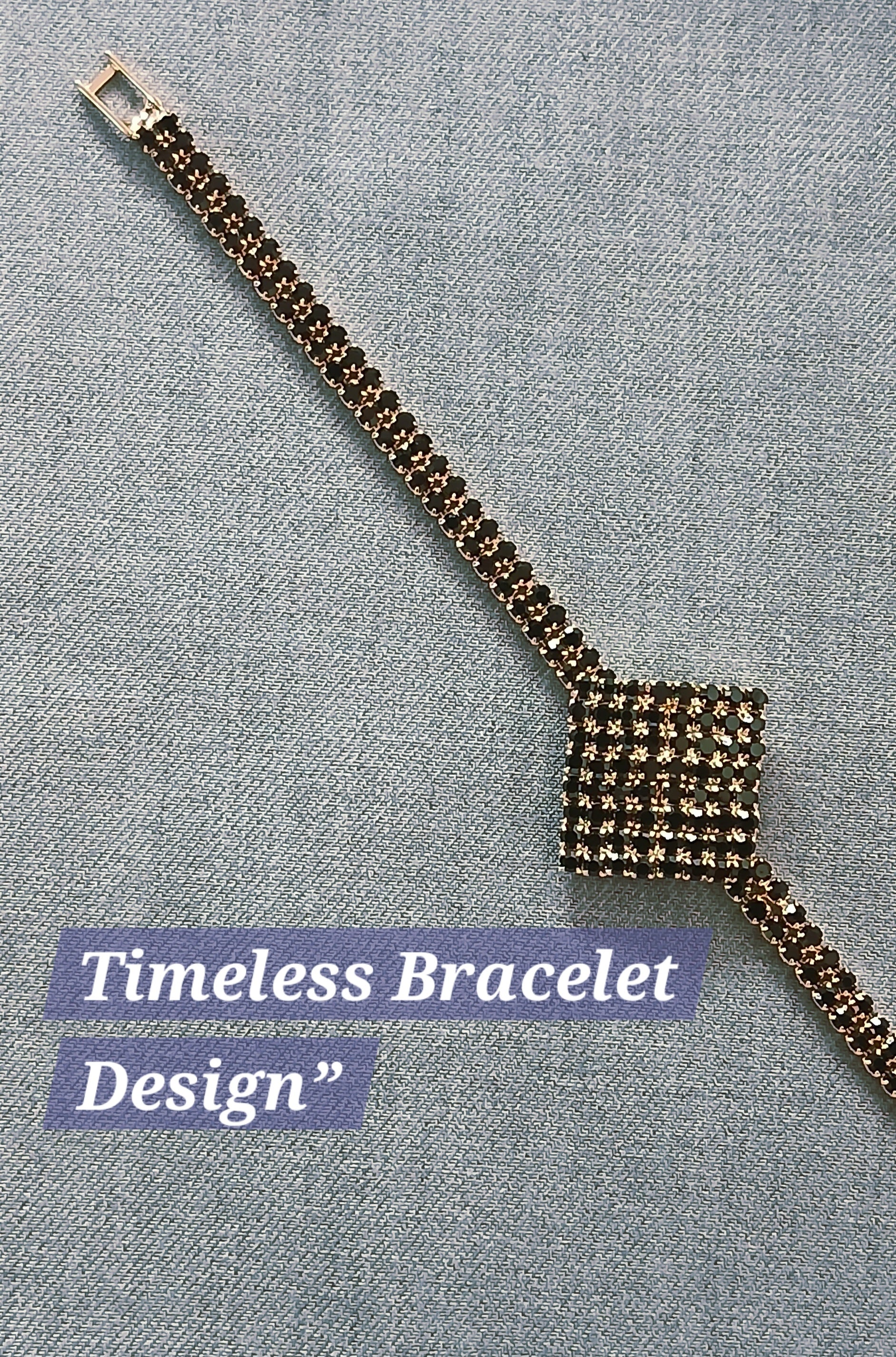 Sparkling Square Crystal Tennis Bracelet — 4 Elegant Finishes (Adjustable)