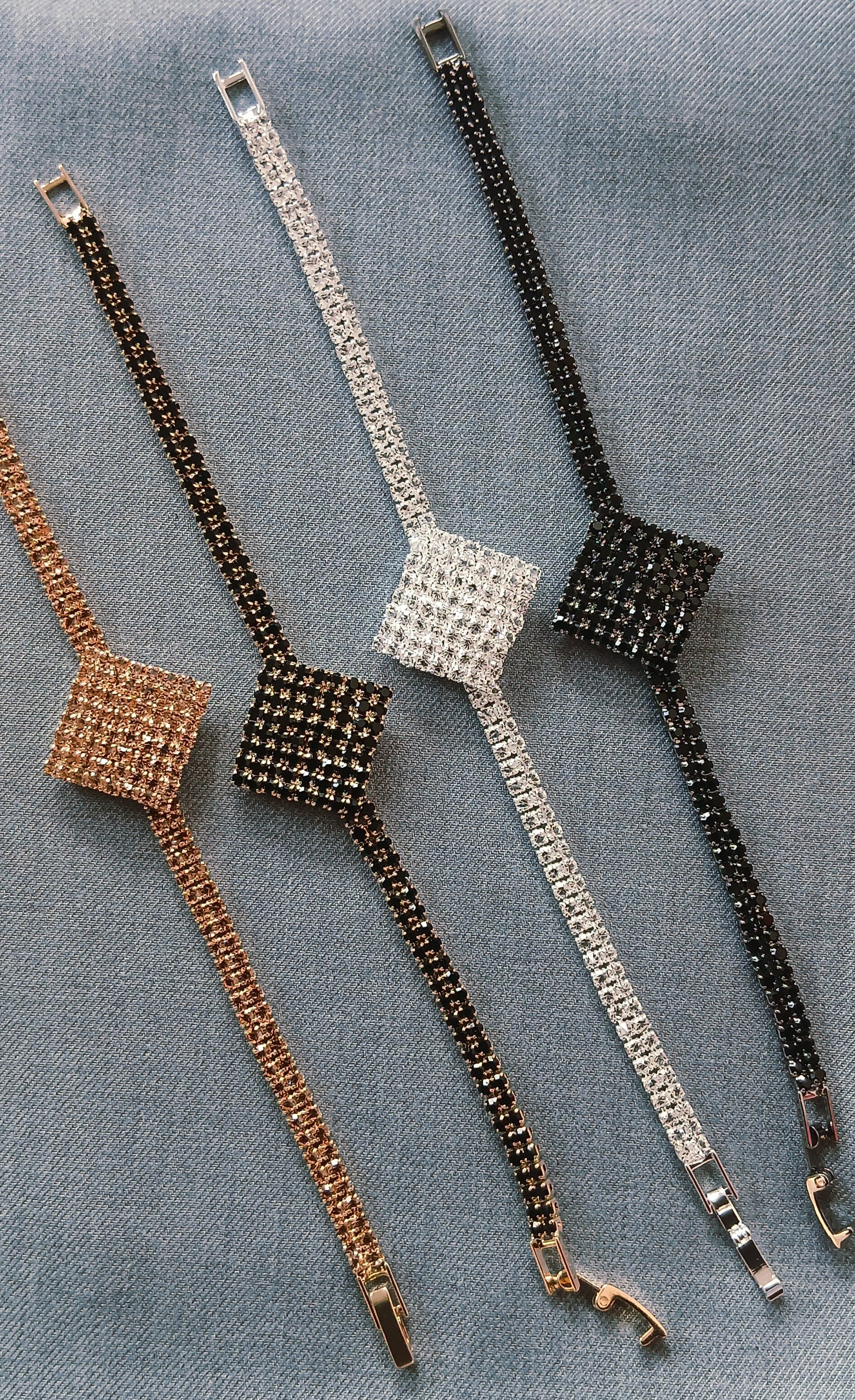 Sparkling Square Crystal Tennis Bracelet — 4 Elegant Finishes (Adjustable)