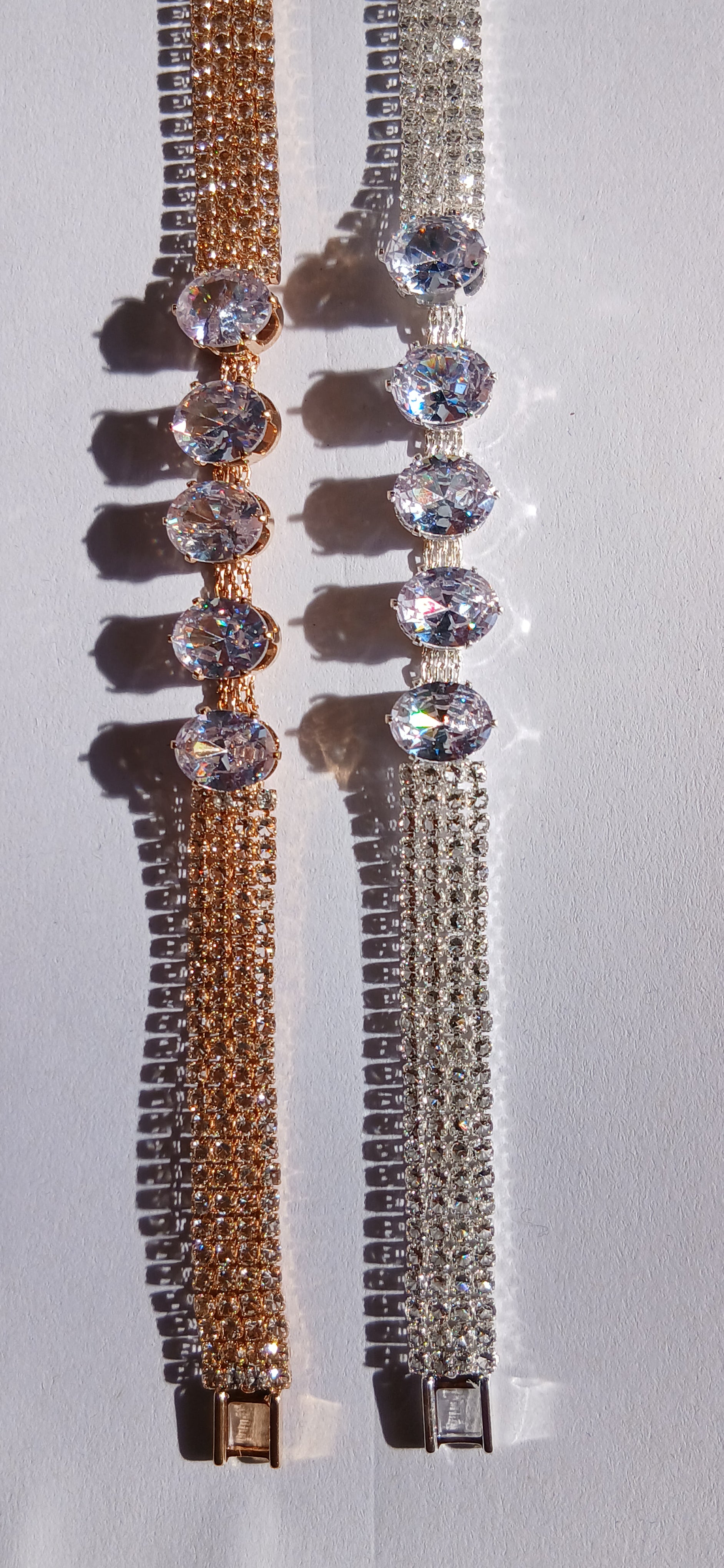 Crystal Statement Mesh Bracelet — Gold & Silver Options | Luxe Pavé & Round Stone Design