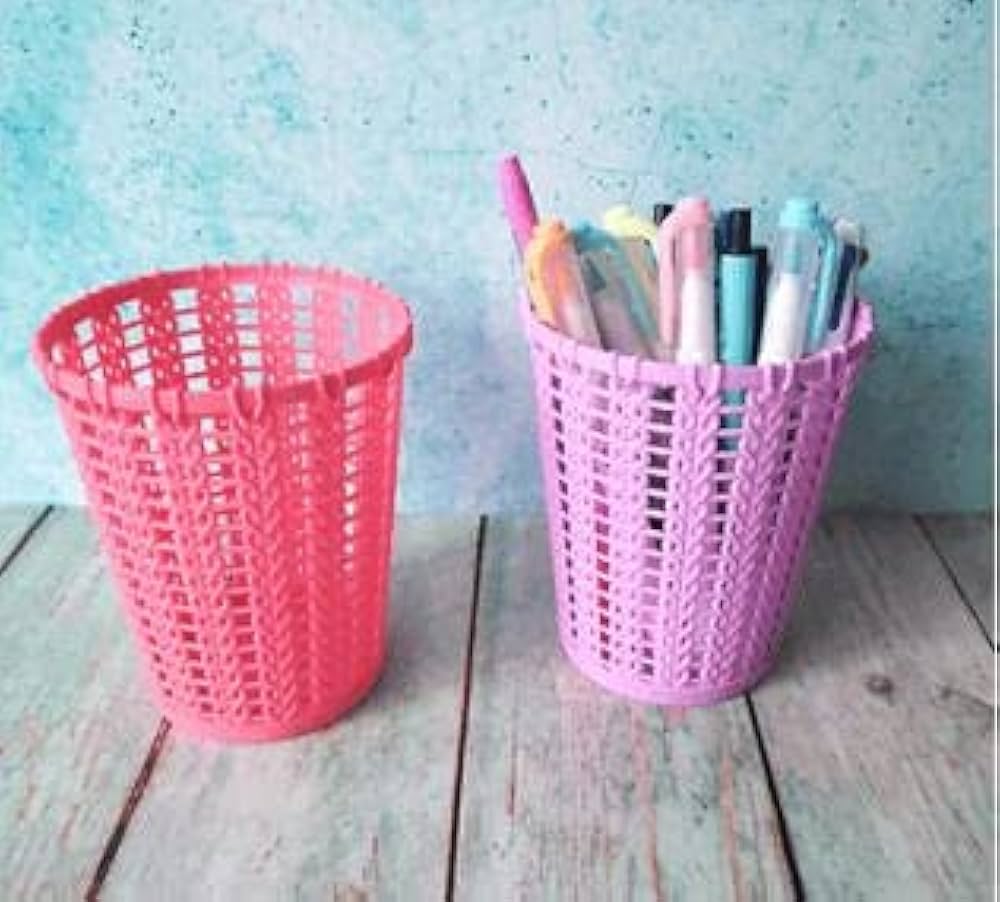 2pcs Clio Zircon S Plastic Storage Basket – Multipurpose Woven-Style Organizer