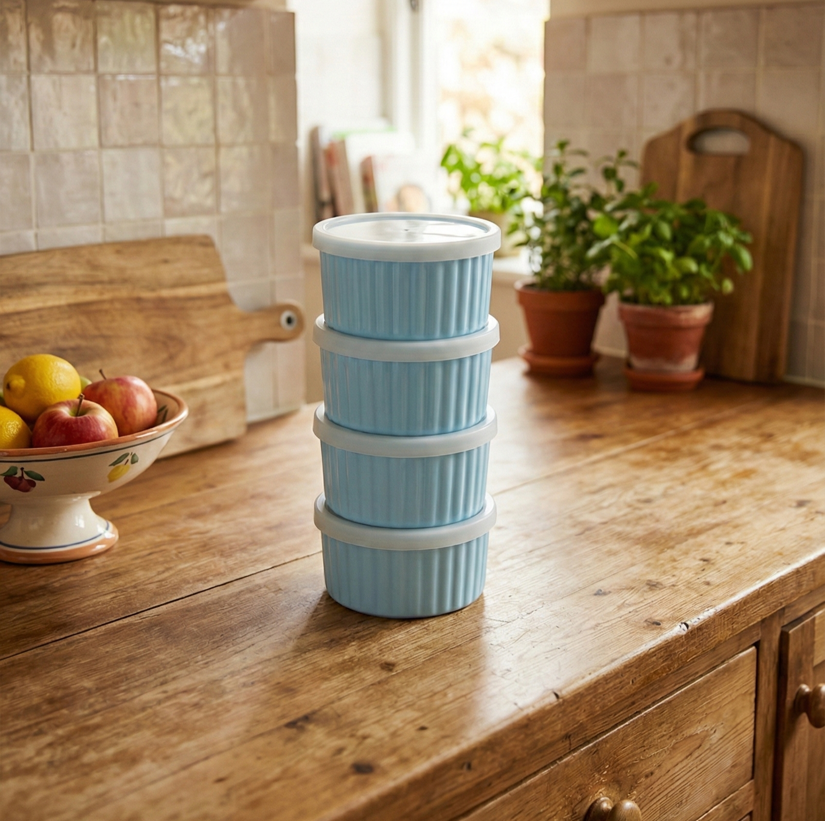 Pink BPA-Free Airtight Food Storage Container Set – 4-Piece Stackable Kitchen Organizer