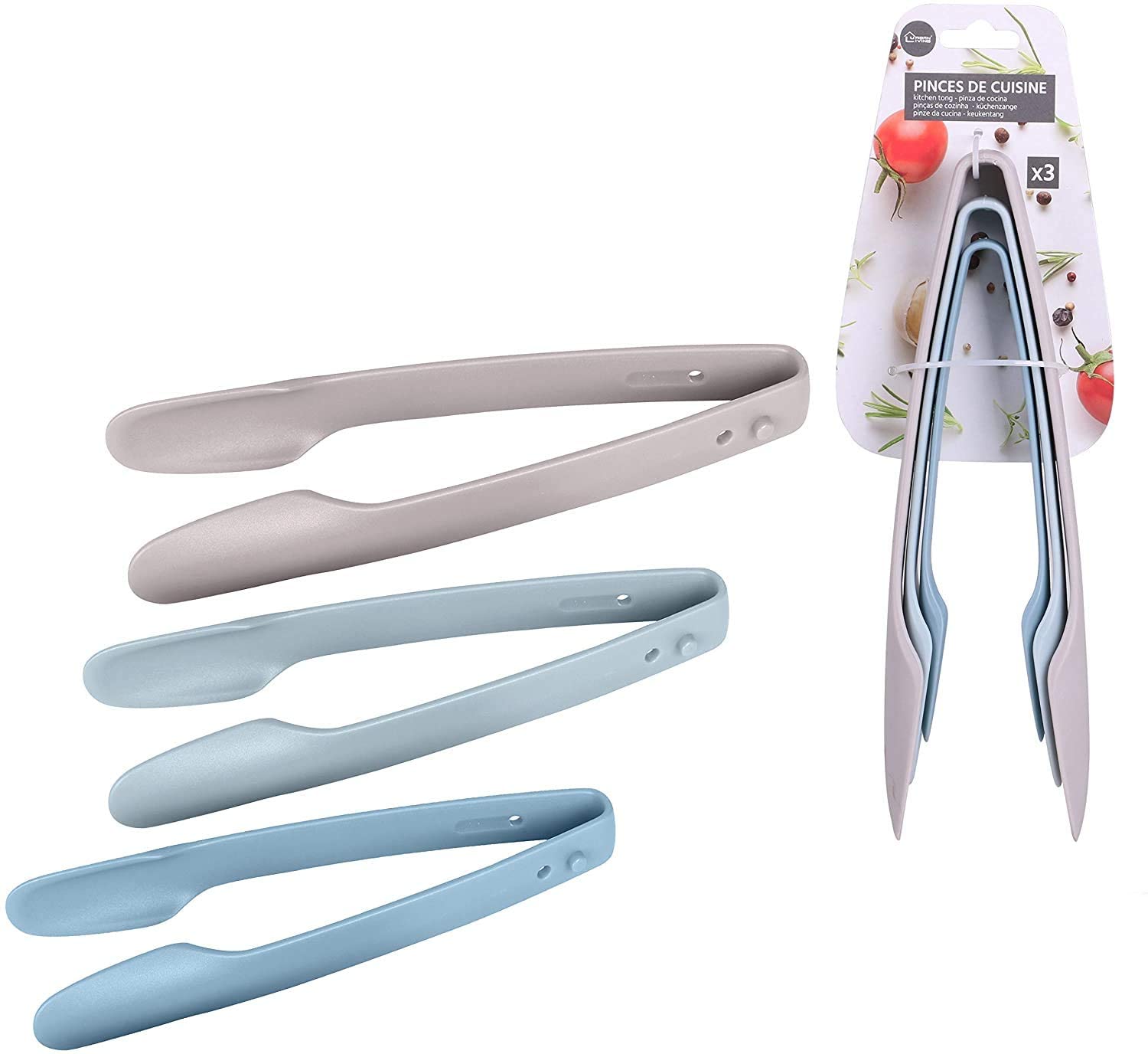 3-Pcs Multi-Size Kitchen Tongs Set – Heat-Resistant, Non-Slip, BPA-Free Cooking & Serving Tongs (25cm + 22cm + 19cm)