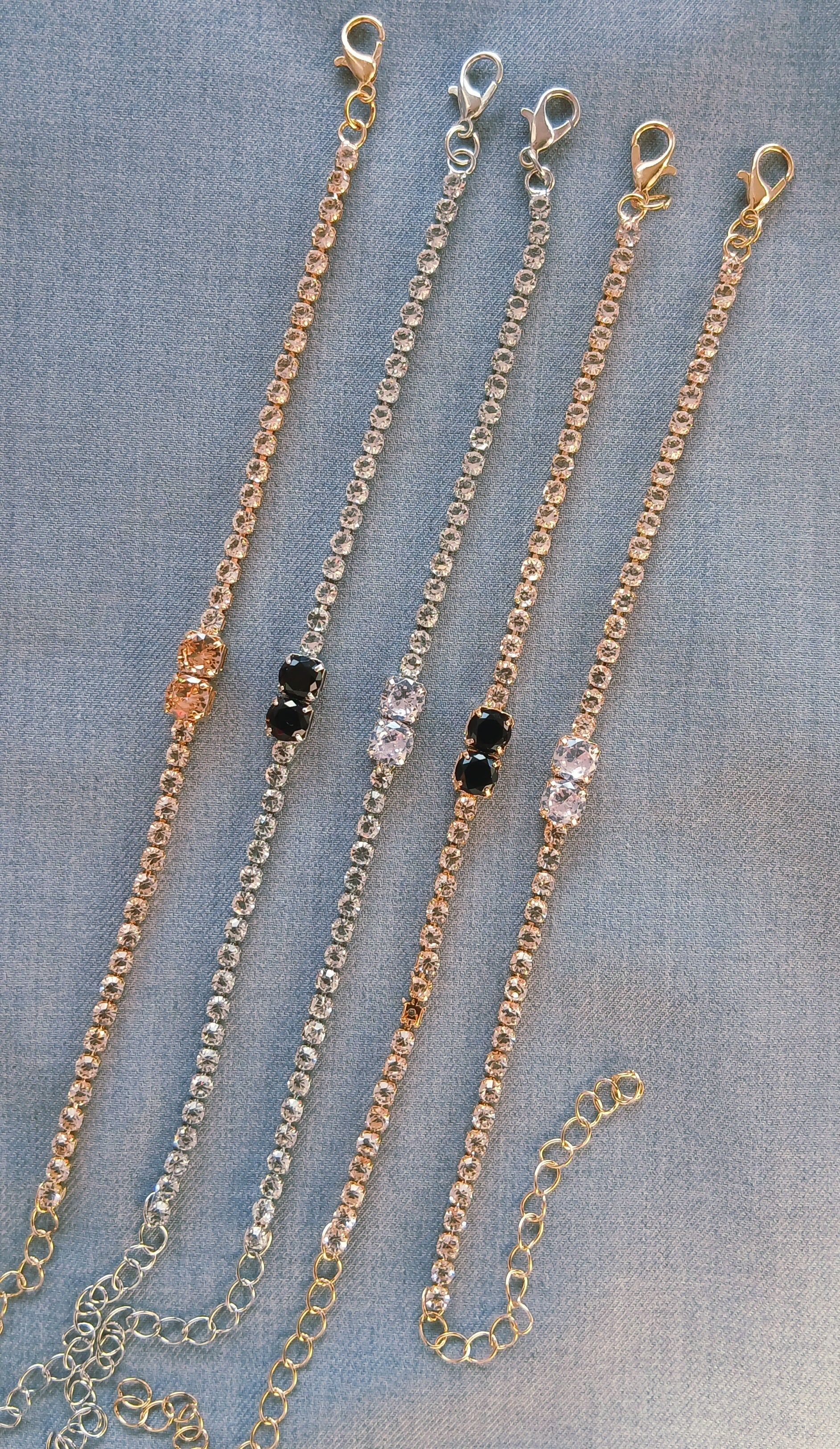 Luxury Crystal Rhinestone Chain Bracelet – Elegant Colors | Adjustable Fashion Jewelry for Women