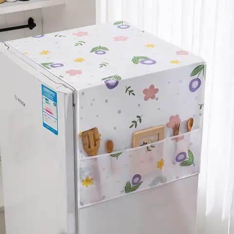 Waterproof & Washable Fridge Top Cover – 130×55 cm | Dustproof, Oil-Proof with Side Pockets