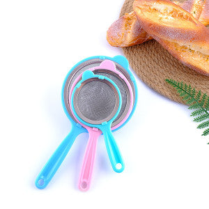 3-Piece Stainless Steel Mesh Strainer Set – Fine Tea Filters & Kitchen Sifters with Colorful Handles
