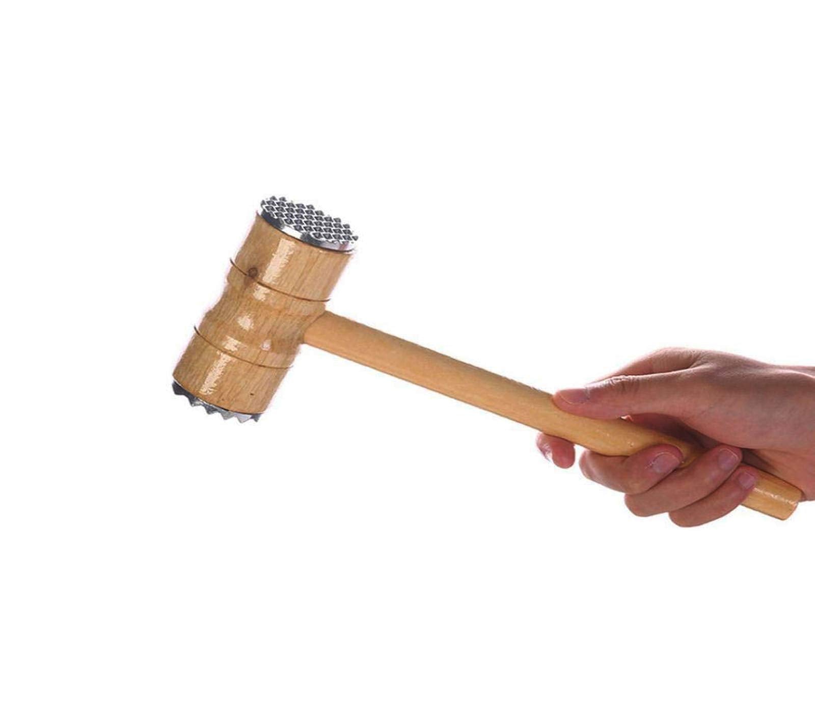 Double-Sided Wooden Meat Hammer | Tenderizer & Flattening Mallet for Beef, Chicken & Steak