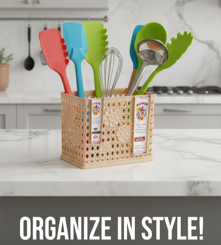 Plastic Kitchen Utensil Holder | Cutlery Organizer & Drainer